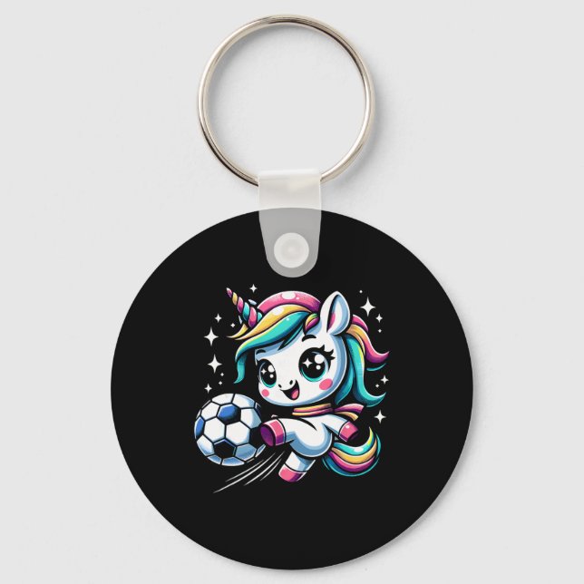 Chaveiro Unicórnio Fofo Jogando Futebol  (Frente)