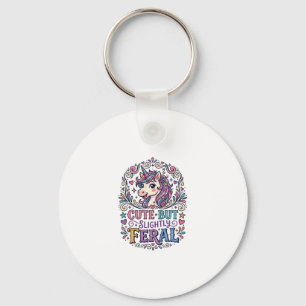 Chaveiro Unicórnio Fofo mas Ligeiramente Feral Fundo Branco