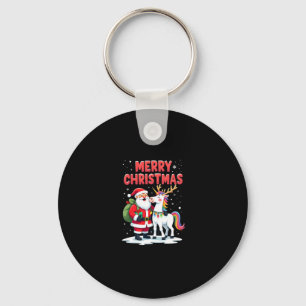 Chaveiro Unicórnio Natalino Fofo do Papai Noel em Camiseta 