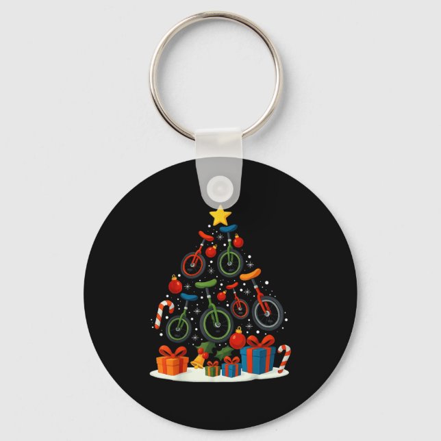 Chaveiro Unicycling Unicycle Christmas Tree Xmas  (Frente)