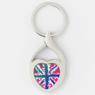 Chaveiro Union Jack Painted UK Art Pink Blue Laser