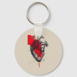 Chaveiro Unique Red Splatter Human Heart Keychain