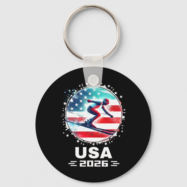 Chaveiro United States American Flag Skiing U (Equipe Ameri (Frente)