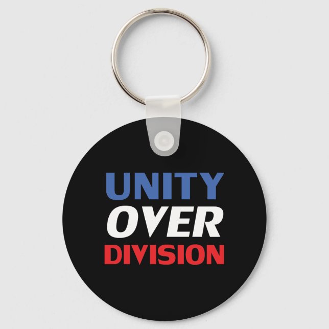 Chaveiro "Unity over Division" azul, vermelho, preto, branc (Frente)