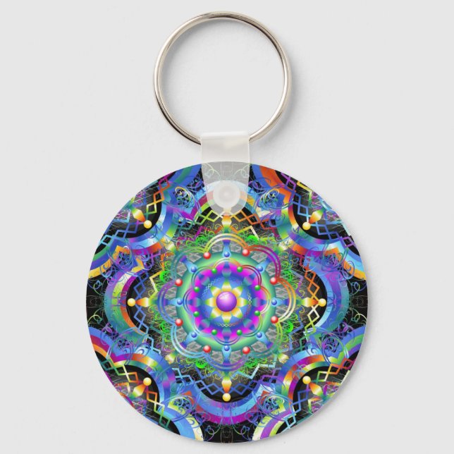 Chaveiro Universo Mandala Cores Psicodélicas (Frente)