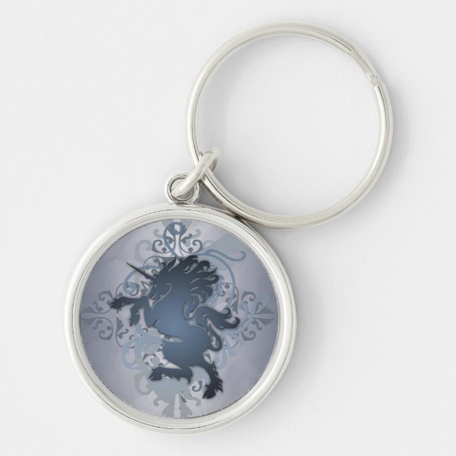 Chaveiro urbano do unicórnio da fantasia de prata (Frente)