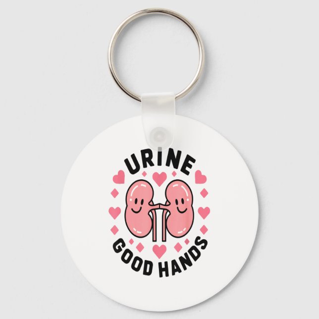 Chaveiro Urine Good Hands Kidney Pun Cute Cartoon Humor  (Frente)