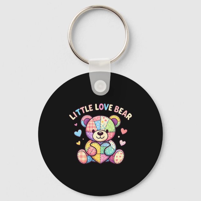 Chaveiro Ursa Pequena do Amor Patchwork Fofo Teddy Costurad (Frente)