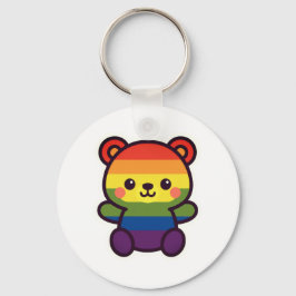 Chaveiro Ursinho Arco-Íris Kawaii - Uma Esmagada LGBTQ+ Org