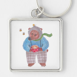 Chaveiro Urso, abelhas e cappuccino
