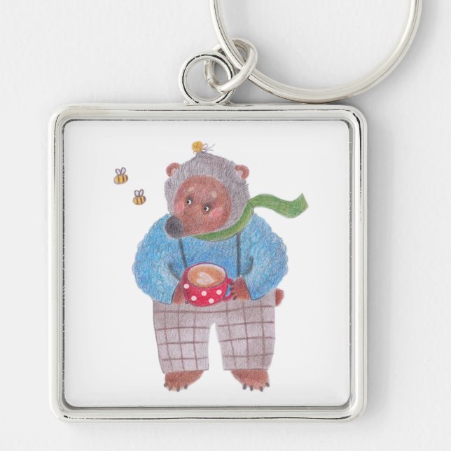 Chaveiro Urso, abelhas e cappuccino (Frente)