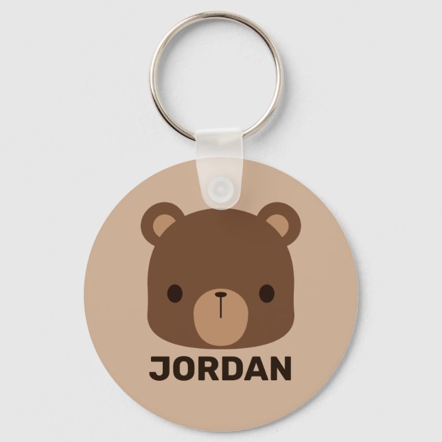 Chaveiro Urso Castanho Bonito com Nome Personalizado (Frente)