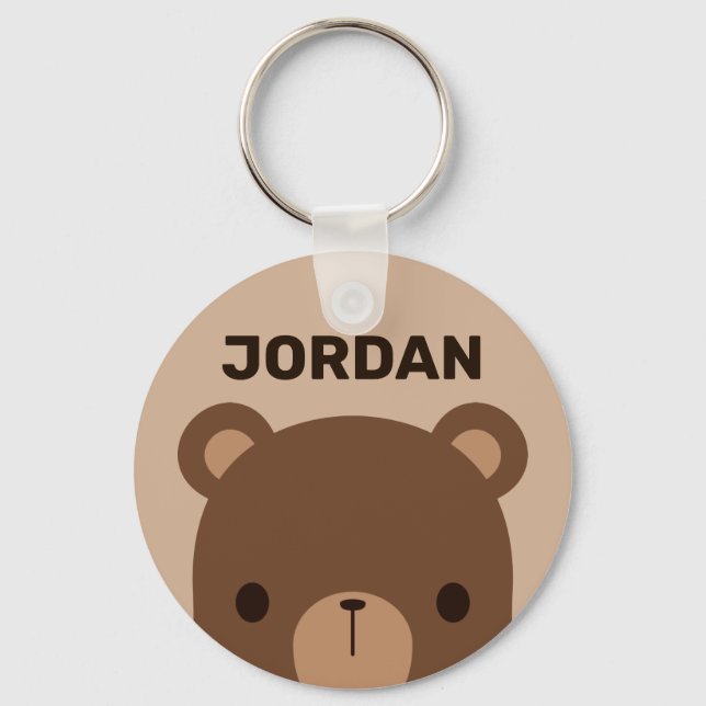 Chaveiro Urso Castanho Bonito com Nome Personalizado (Frente)