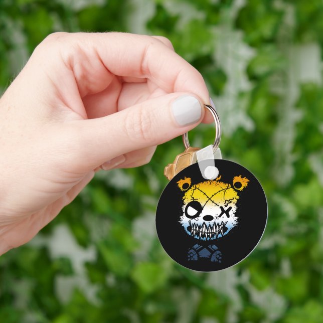 Chaveiro Urso Colorido do Sinalizador AroAce do gótico (Mão)