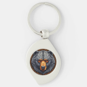 Chaveiro Urso com Decoração Floral Ornamentada