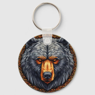 Chaveiro Urso com Decoração Floral Ornamentada