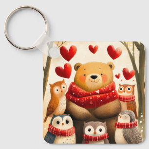 Chaveiro Urso Coruja Família Floresta Aconchegante Amor de 