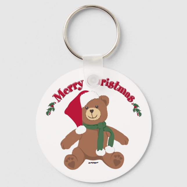 Chaveiro Urso de Natal Feliz (Frente)