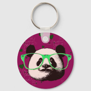 Chaveiro Urso de Panda Steampunk em Óculos com bigode