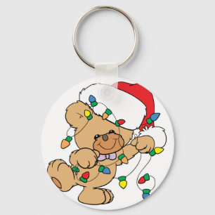 Chaveiro Urso de Pelúcia com Luzes de Natal