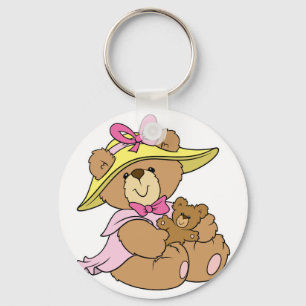 Chaveiro Urso de pelúcia com touca fofa de primavera
