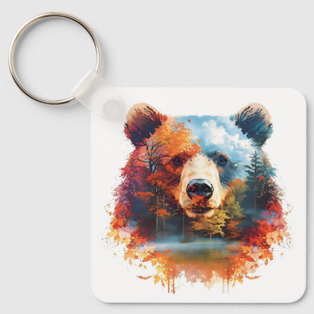 Chaveiro Urso em Floresta de outono (Frente)