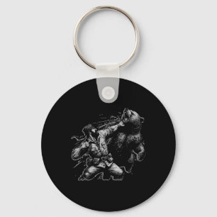 Chaveiro Urso Engraçado Prendendo Urso Retro Caça-Vintagem