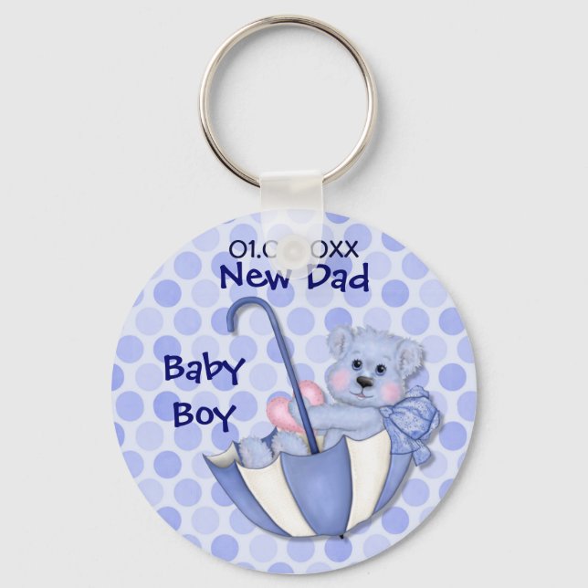 Chaveiro Urso Guarda-chuvas - Novo papai - Menino (Frente)
