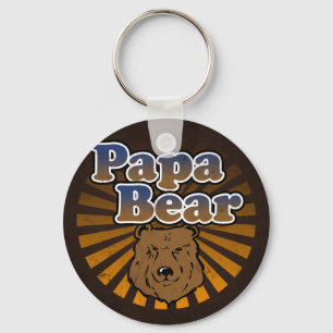 Chaveiro Urso legal da papá, Brown/presente azul/Dourado d