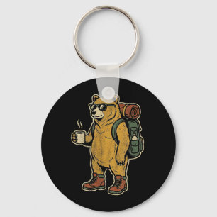 Chaveiro Urso Legal de Mochila de Café de Trilha Óculos de 