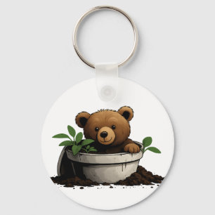 Chaveiro Urso na Ilustração de Plantas Potentes