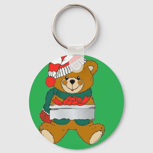Chaveiro Urso Natal com caixa de presentes (Frente)
