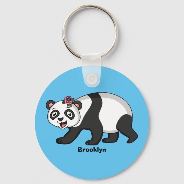 Chaveiro Urso panda bonito e feliz com desenho animado (Frente)