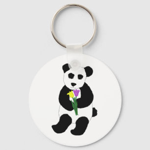 Chaveiro Urso Panda com Tulipas