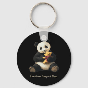 Chaveiro Urso Panda de Suporte Emocional Segurando um Urso