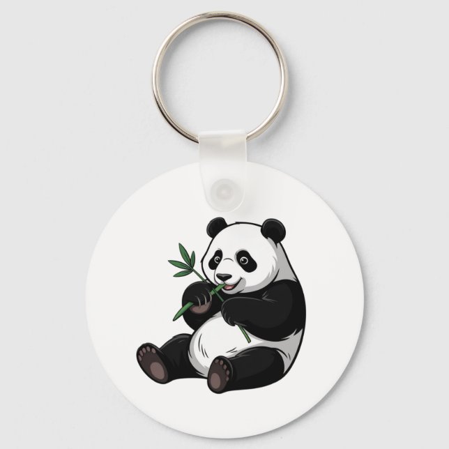 Chaveiro Urso Panda Fofo da Moda Com Bambu Verde (Frente)