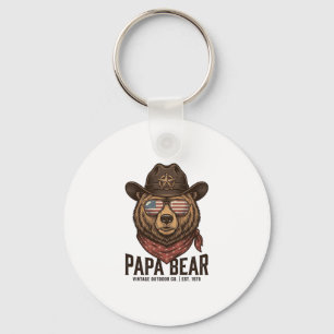 Chaveiro Urso Papai Urso Cowboy Patriótico Vetor Vintage De