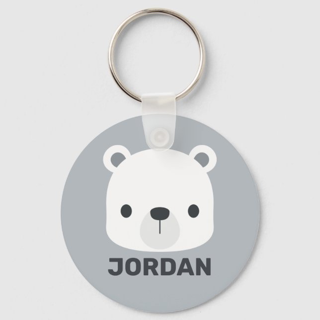 Chaveiro Urso Polar Bonito com Nome Personalizado (Frente)