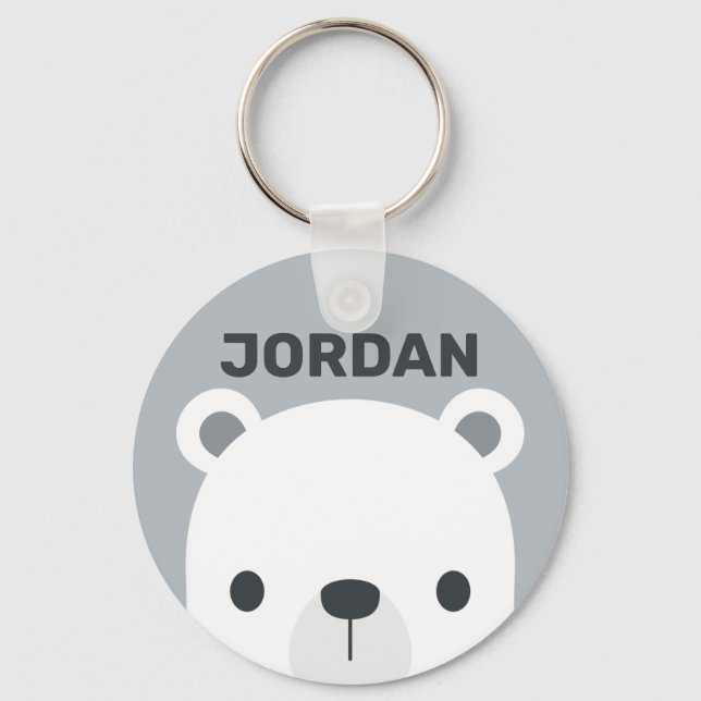 Chaveiro Urso Polar Bonito com Nome Personalizado (Frente)