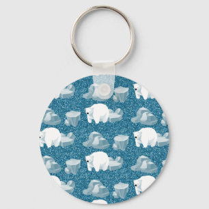 Chaveiro Urso Polar Branco Fofo Animal Selvagem Norte Azul