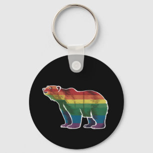 Chaveiro Urso Polar Retrô Arco-Íris Lésbica LGBT Gay Orgulh