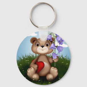 Chaveiro Urso Segurando Buquê Flor-30926