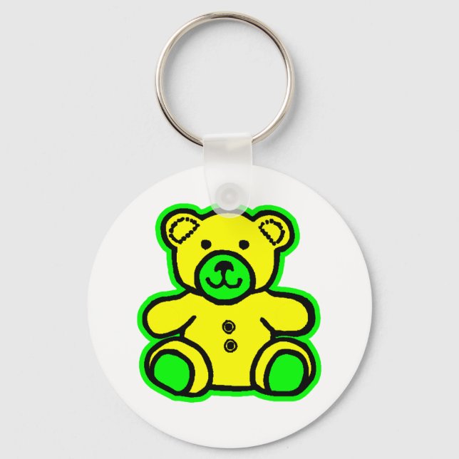 Chaveiro Urso Verde Amarelo MUSEUM Zazzle Presente (Frente)