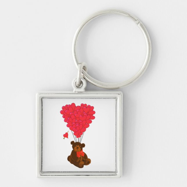 Chaveiro Ursos de pelúcia e balões cardíacos (Frente)