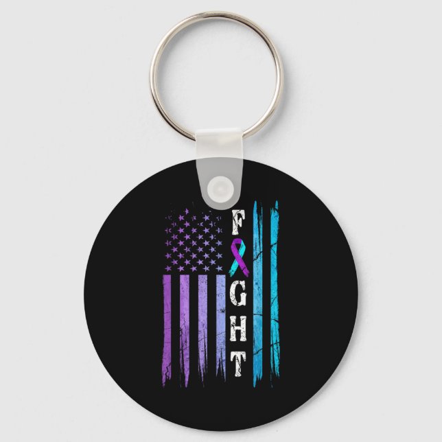 Chaveiro Us Flag Suicide Prevention Awareness Fight Wear Pu (Frente)