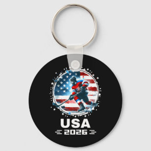 Chaveiro Usa 2026 Hóquei Bandeira Americana Mulheres Homens