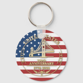 Chaveiro USA 250th Anniversary Golden Gate Patriotic Flag 
