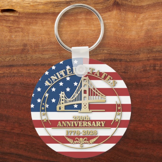 Chaveiro USA 250th Anniversary Golden Gate Patriotic Flag  (Frente)