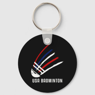 Chaveiro Usa Badminton Shuttle Red White Blue