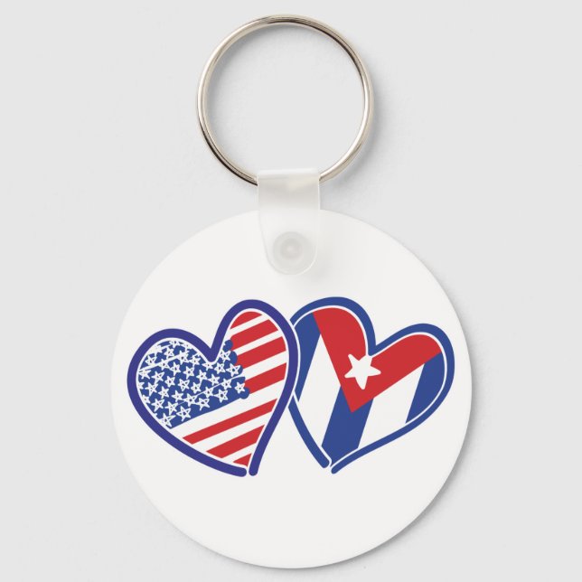 Chaveiro USA Cuba Love Hearts (Frente)